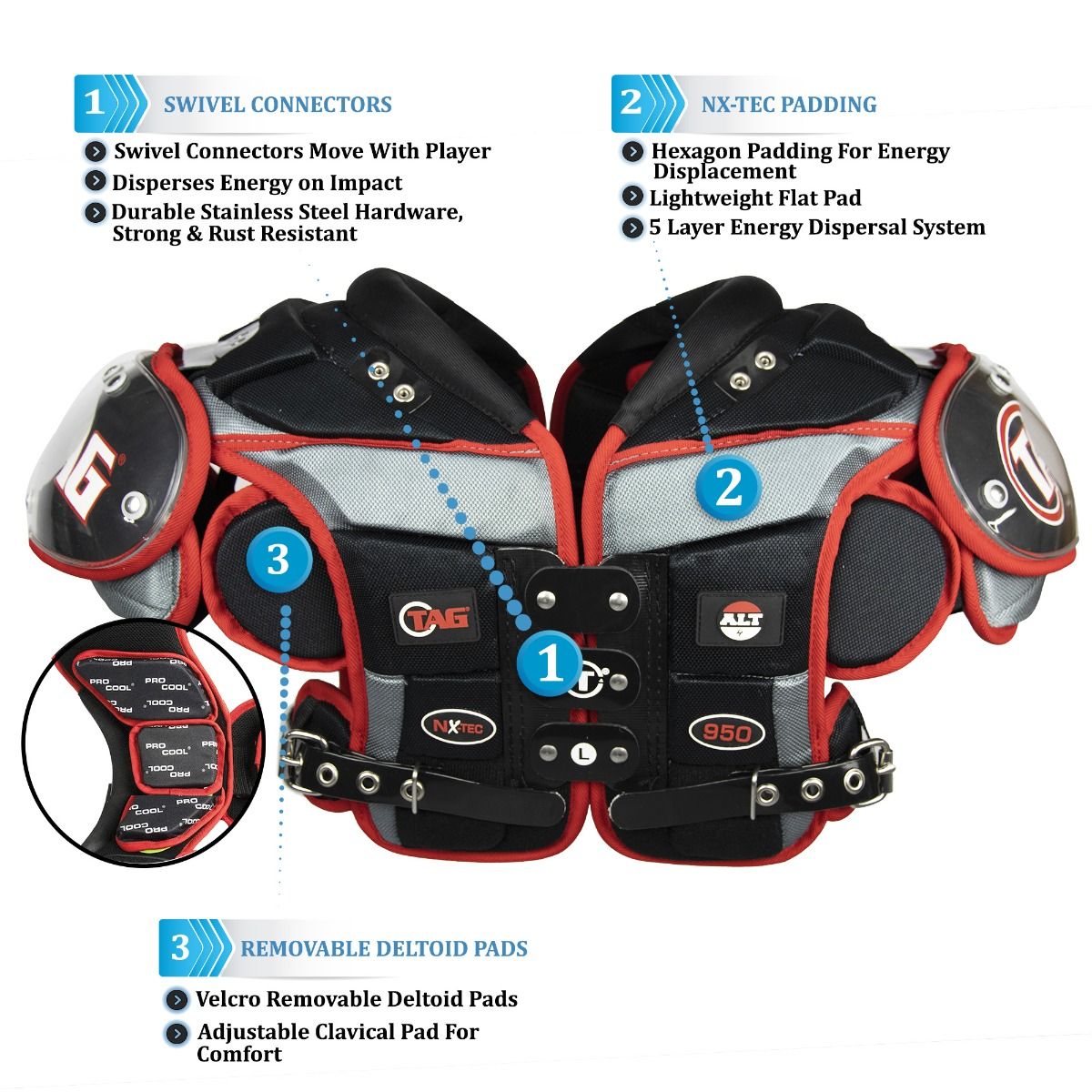 ALT4 Football Shoulder Pads - Position Specific Options