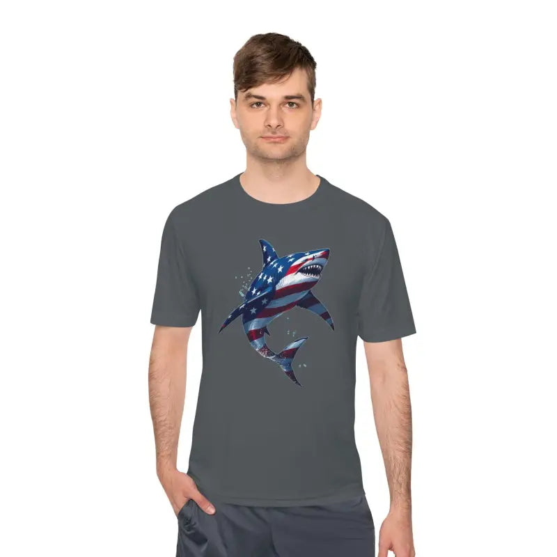 Ocean State Styles BlueWave T Shirt Wicking Flag Shark