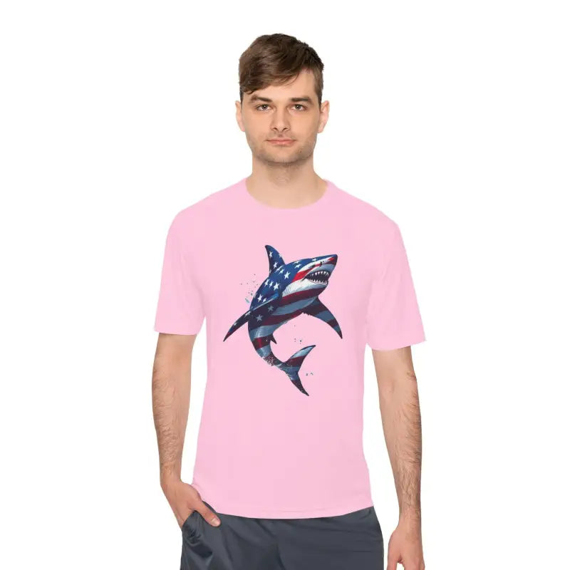 Ocean State Styles BlueWave T Shirt Wicking Flag Shark