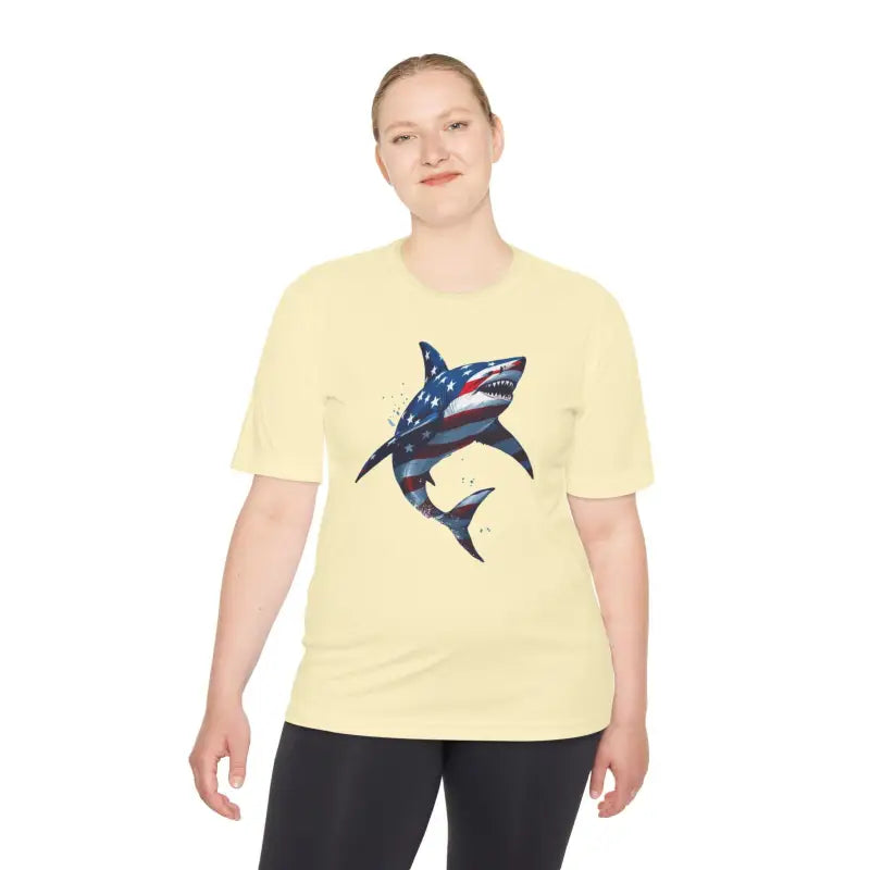 Ocean State Styles BlueWave T Shirt Wicking Flag Shark