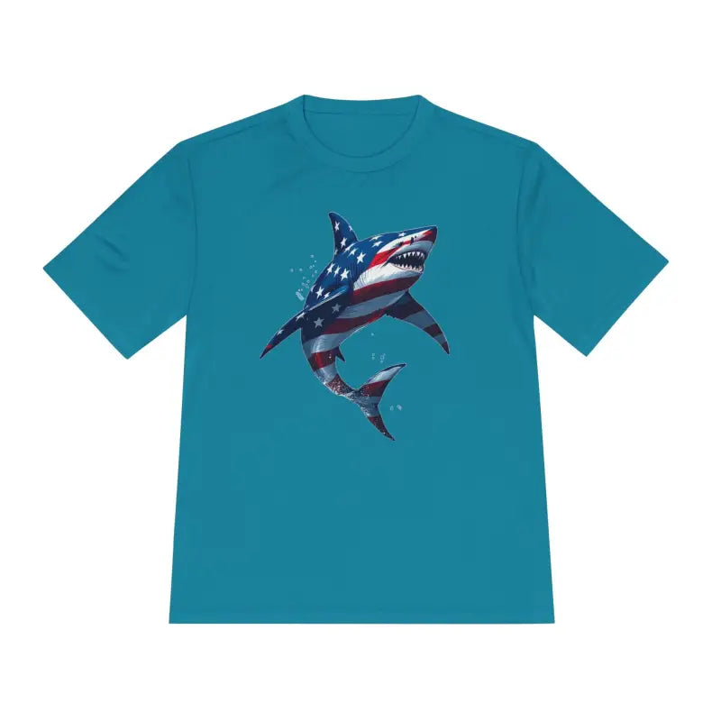 Ocean State Styles BlueWave T Shirt Wicking Flag Shark