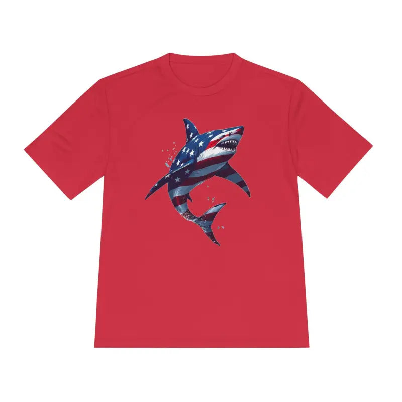 Ocean State Styles BlueWave T Shirt Wicking Flag Shark