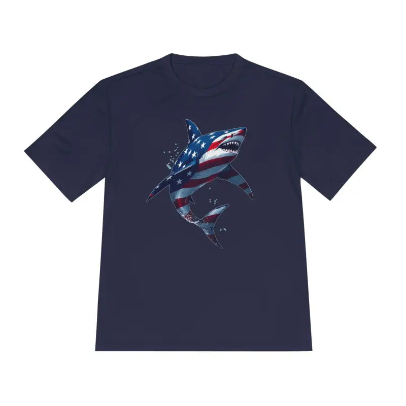 Ocean State Styles BlueWave T Shirt Wicking Flag Shark