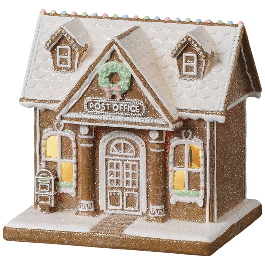 Lighted Post Office Gingerbread House