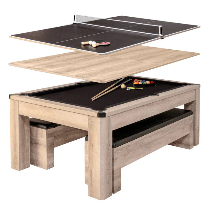 Atomic Hampton 3-In-1 Combo Game Table w/ Billiards + Ping Pong + Dining