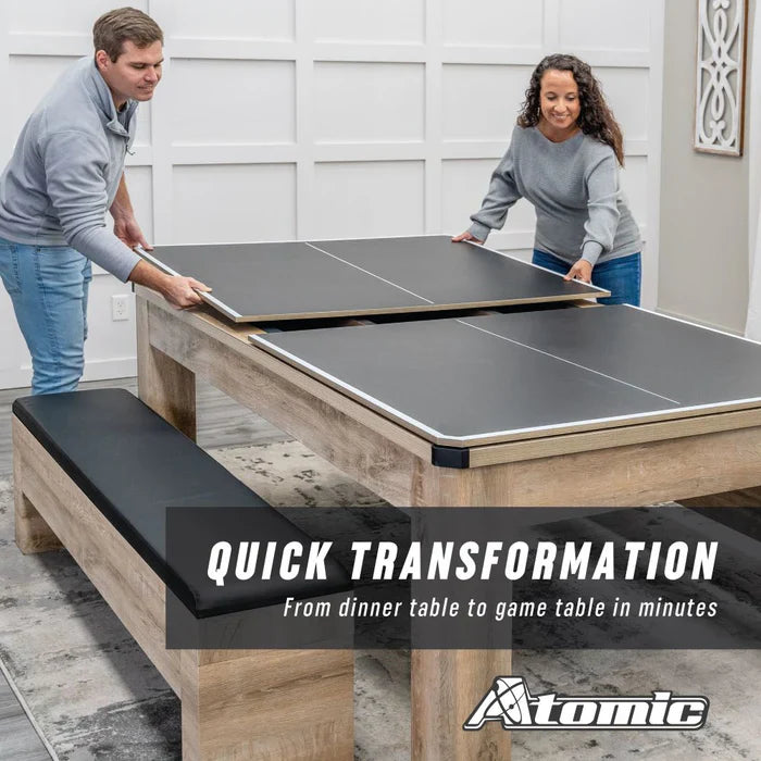 Atomic Hampton 3-In-1 Combo Game Table w/ Billiards + Ping Pong + Dining