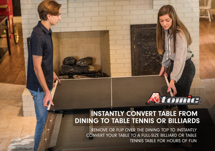 Atomic Hampton 3-In-1 Combo Game Table w/ Billiards + Ping Pong + Dining