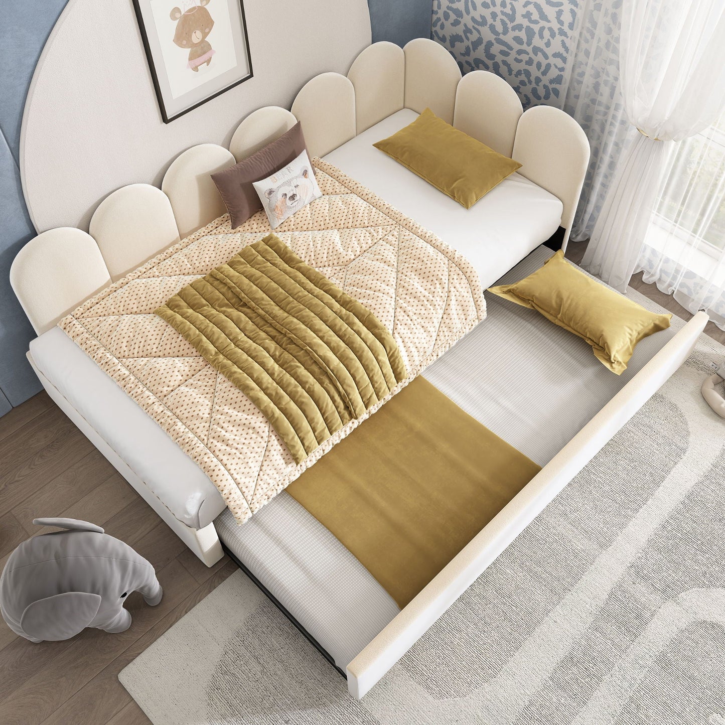 Upholstered Daybed With Metal Slatted Base