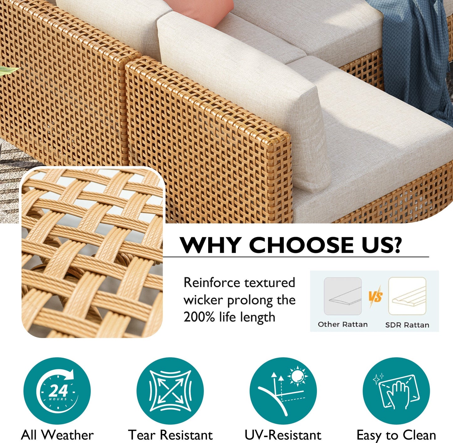 K&K 8-Piece Patio Furniture Set with Fire Pit Table
