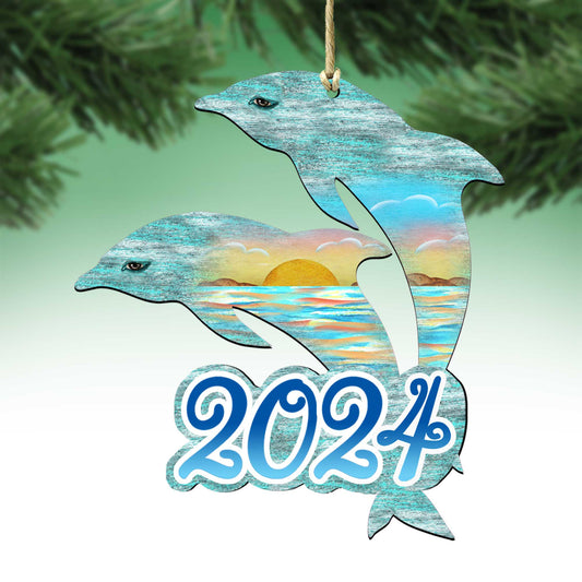 Coastal Holiday Decor - 2024 Dated Coastal Celebration Wooden Ornaments by G. Debrekht - 8198519-D24