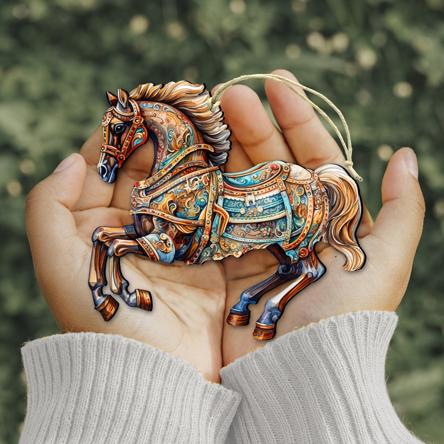 Ornamental Horses Wooden Ornaments Set of 3 by G. Debrekht - Christmas Decor - 8100193S3