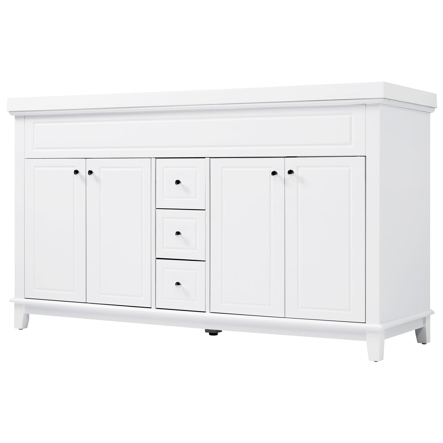 Bathroom Vanity With Double Sinks, 3 Drawers & 4 Doors - White