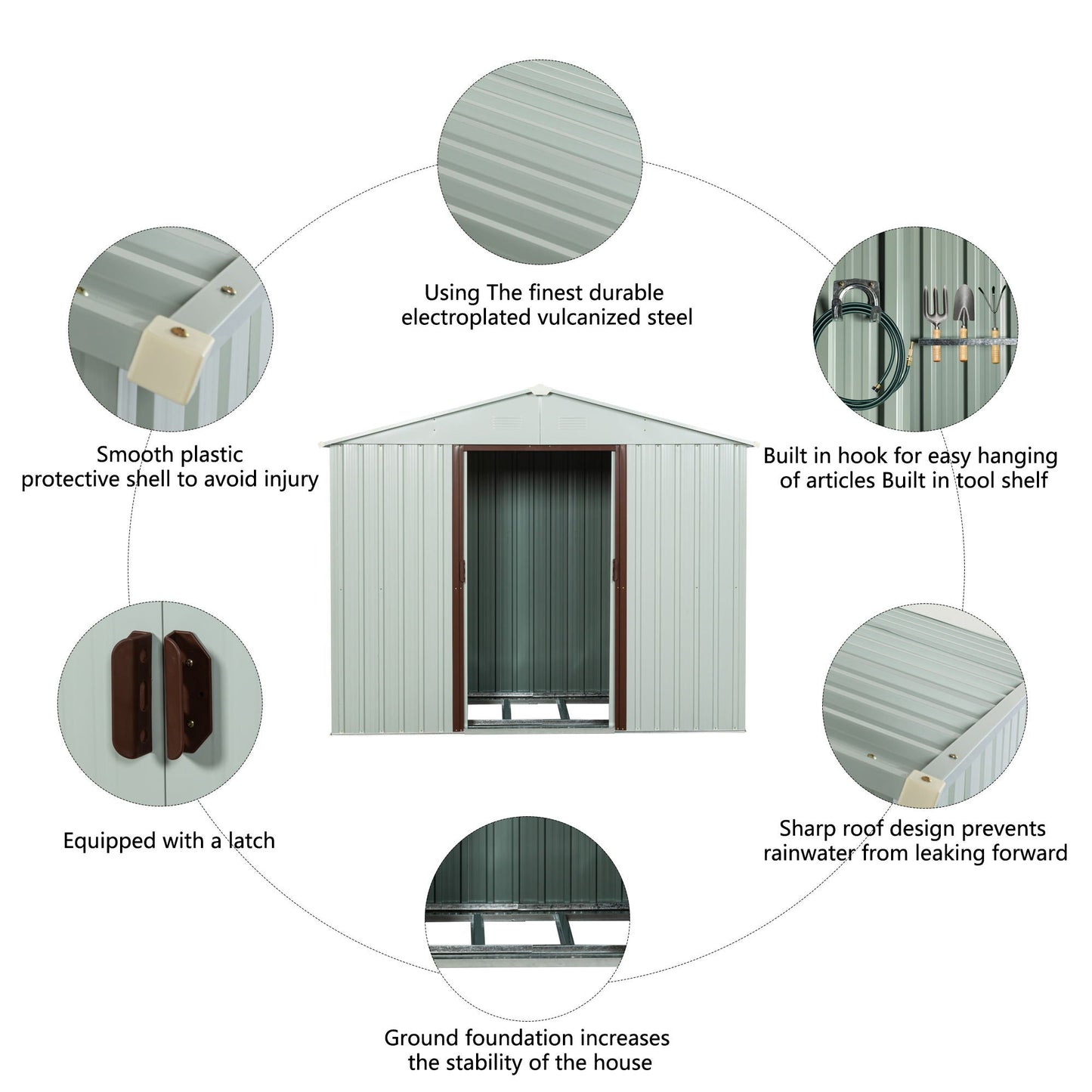 Ry-Sdyx56-W Outdoor Metal Storage Shed - White