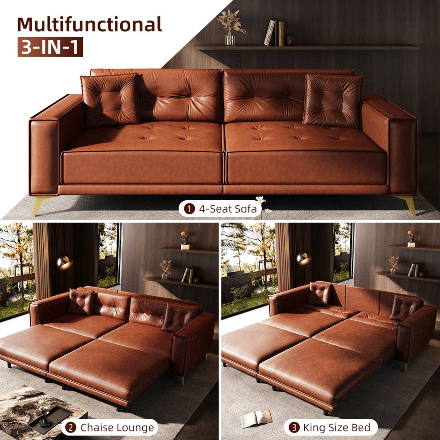 King Size Pull Out Sofa Bed 3 In 1