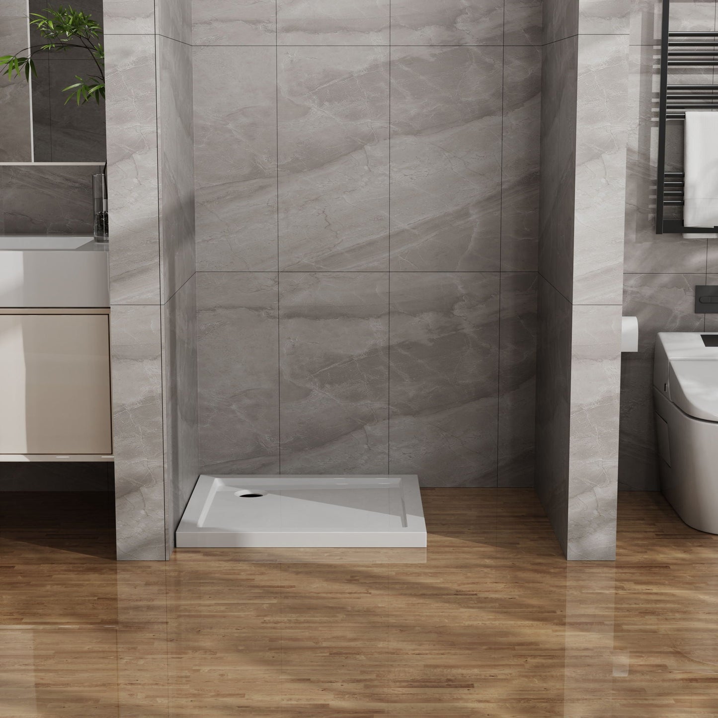 In Corner Drain Shower Base