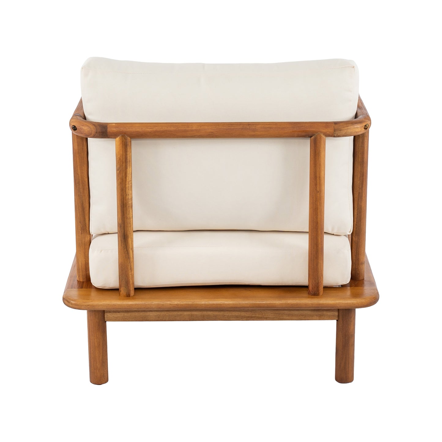 Canape 4-Pieces Acacia Conversation Set with Cream Cushion, Teak