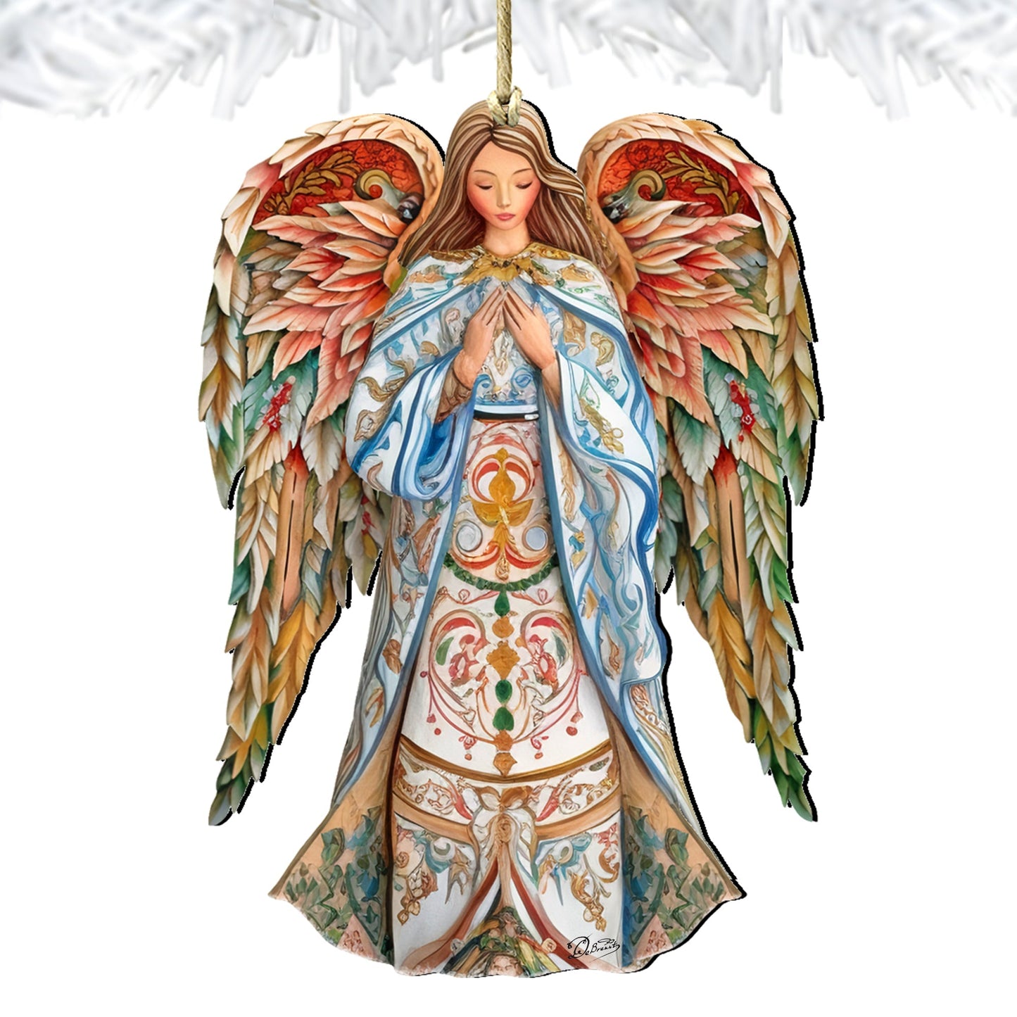 Elegant Angel of Hope Wooden Ornaments by G. DeBrekht Nativity Holiday Decor - 8611073