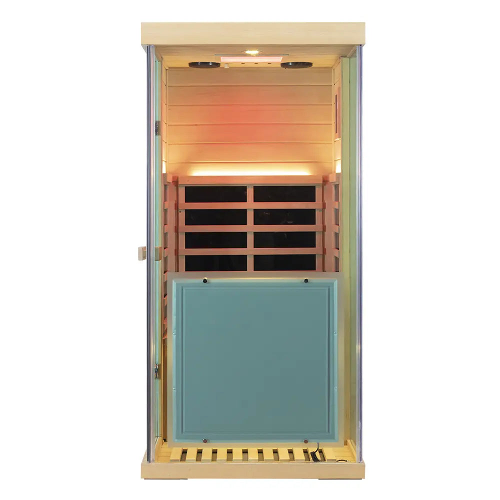 Wizzisauna 909MX Mini 1 Person Infrared Sauna 3 Sides Large Glass Panels