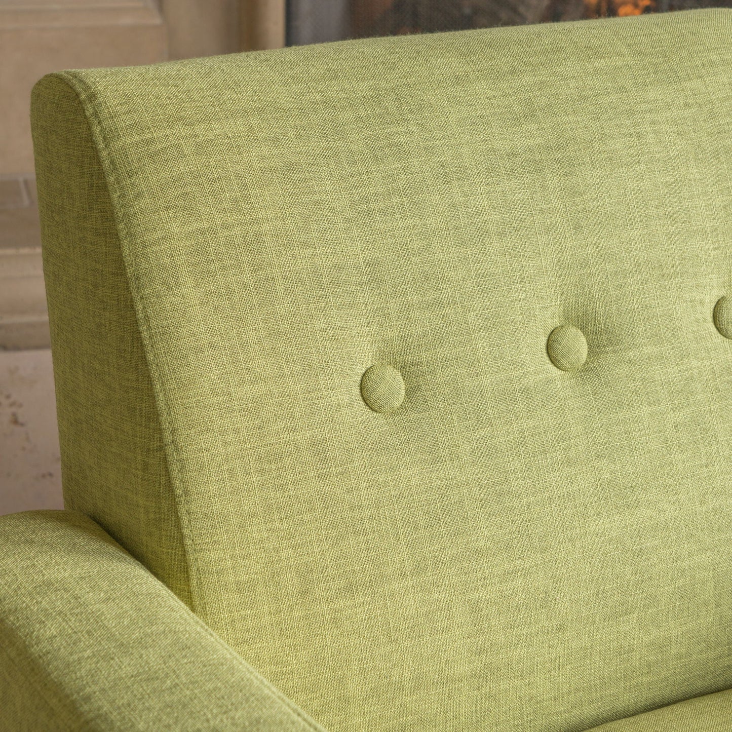 Nebulize Upholstered Fabric Club Chair With Button Tufted And Square Off Arm And Back