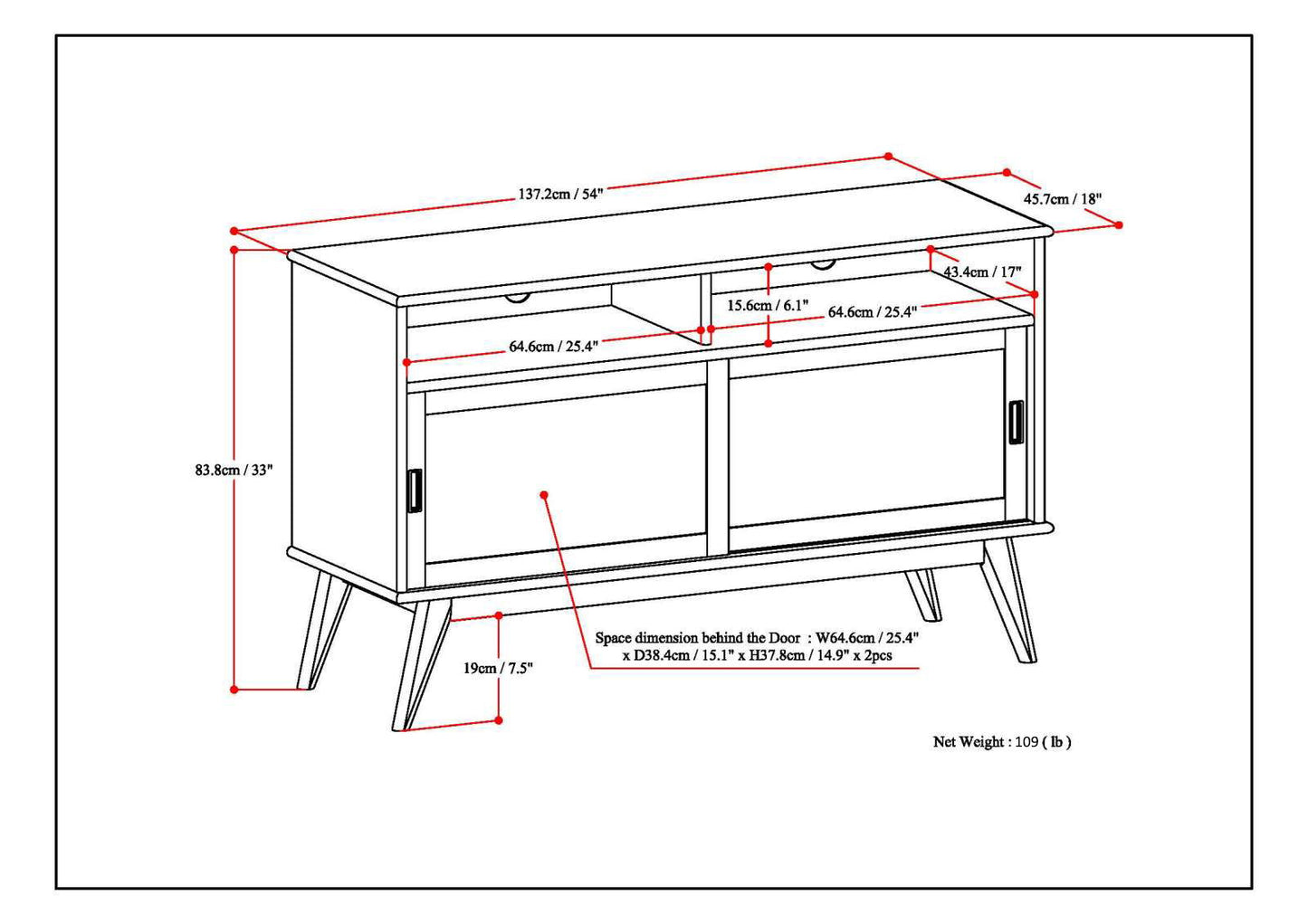 Draper - Handcrafted Mid Century Low TV Media Stand