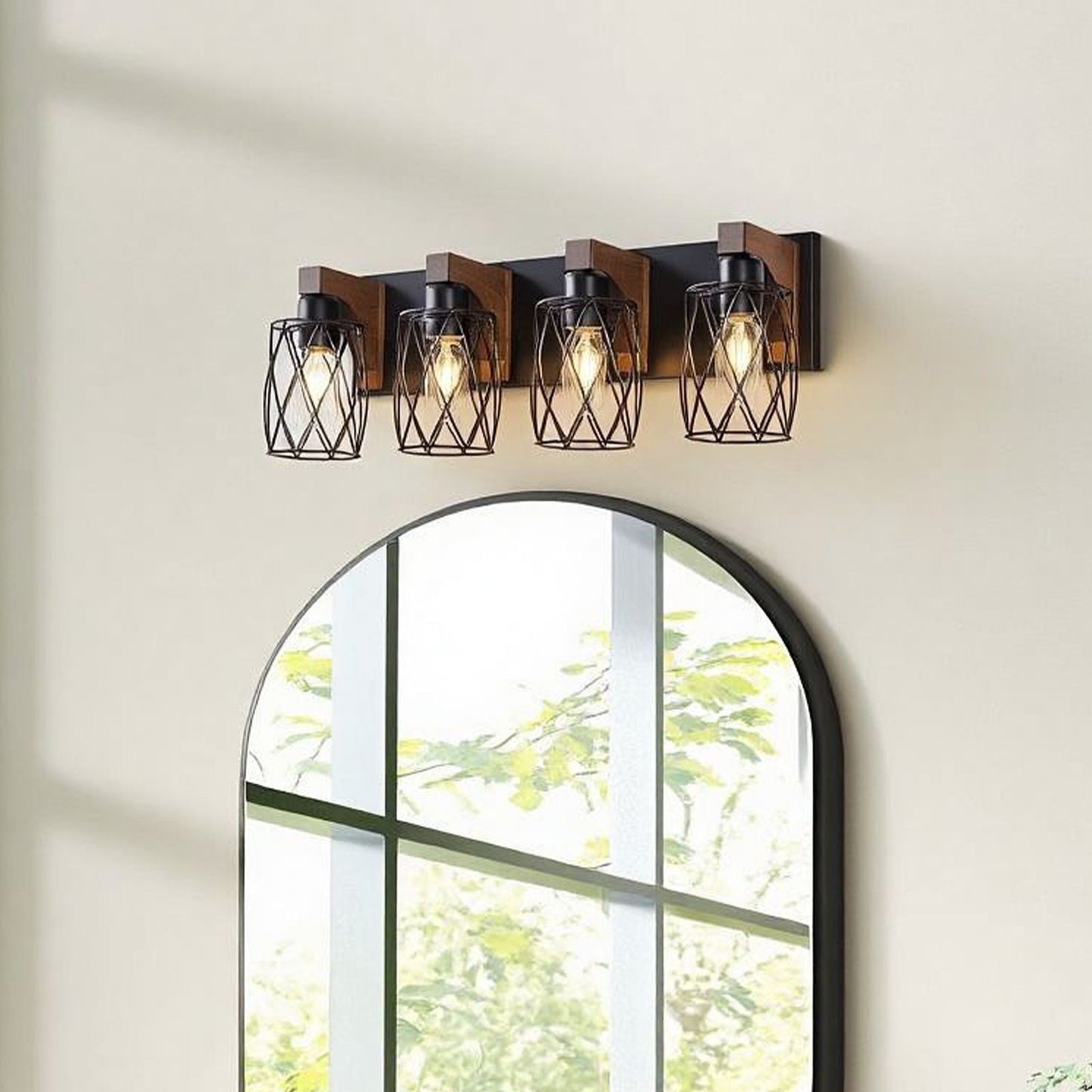 Bathroom Vanity Light, Wall Sconce With Cage Shade