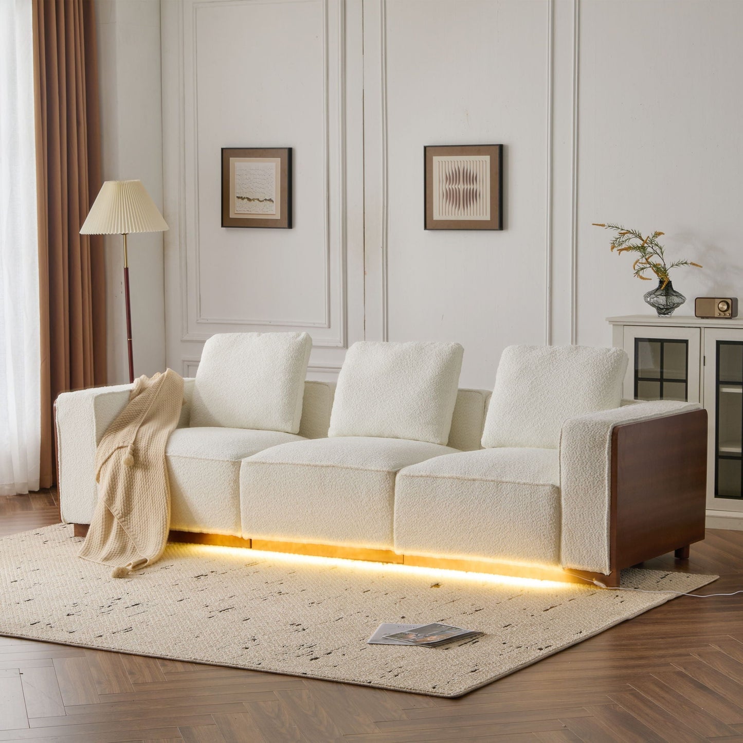 Chita Sectional Sofa 3 Seater With Light Strip - Beige