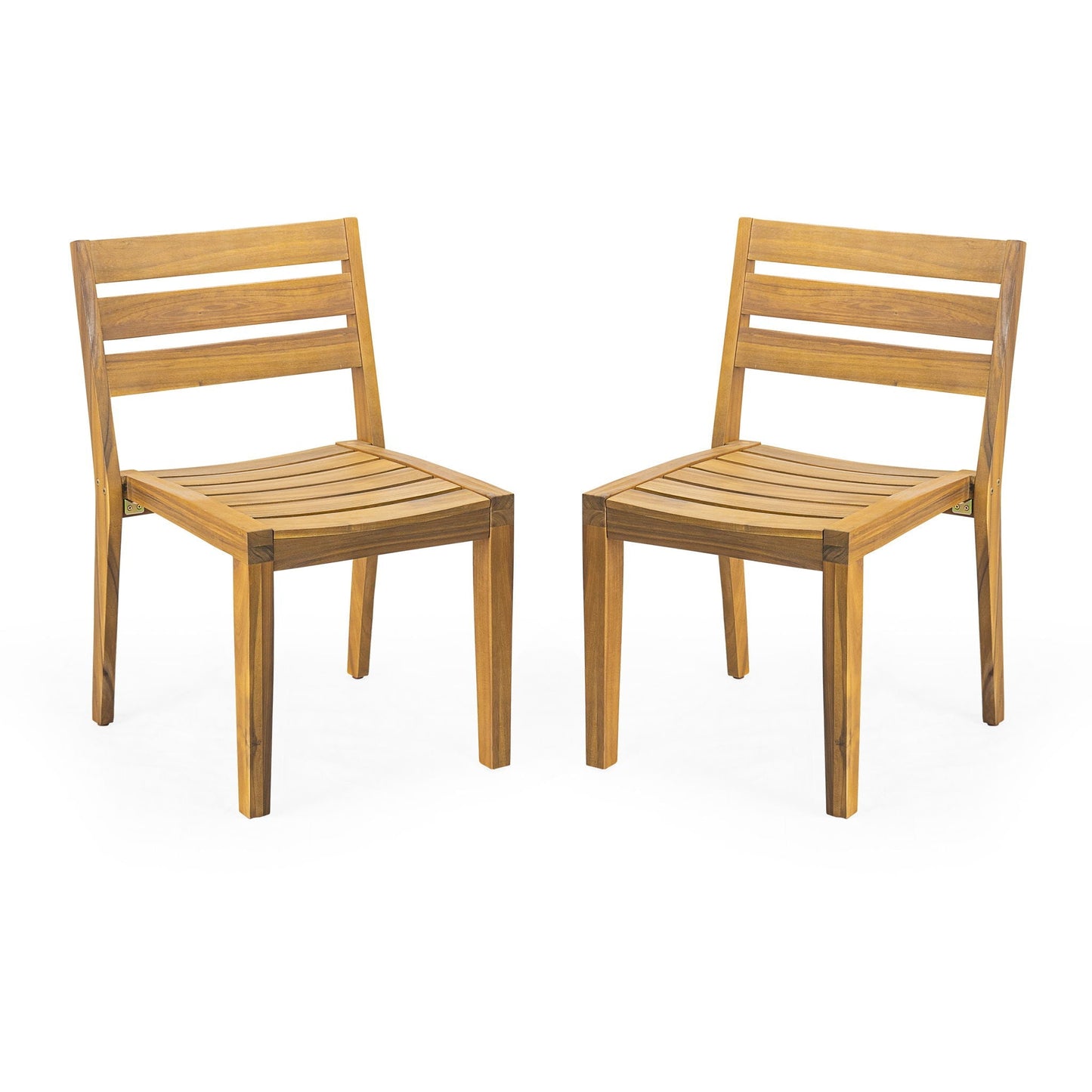 Outdoor Dining Side Chair Set of 2 - Teak Finish