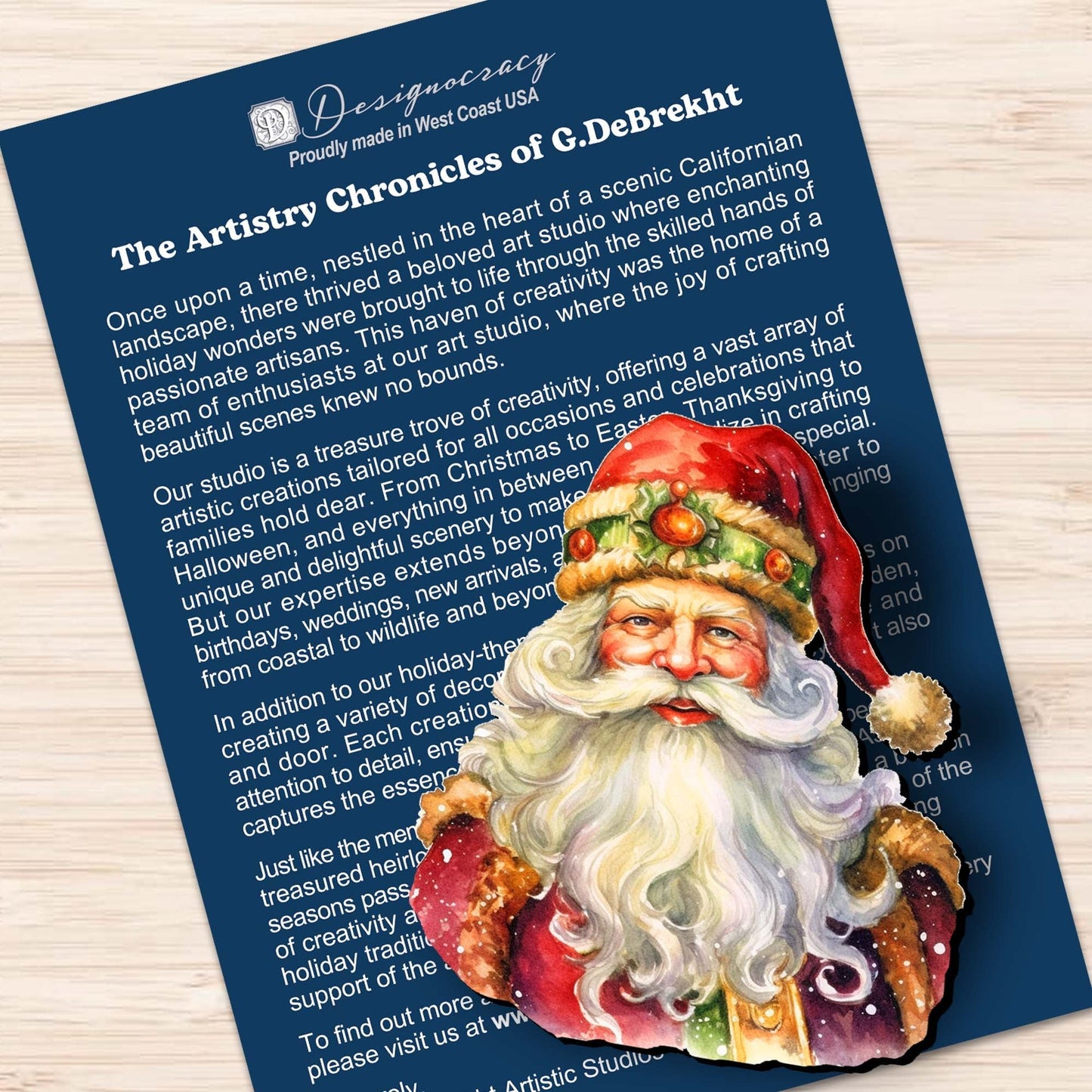 Jolly Santa Faces Clip-On Eco Wood Decorative Ornaments Set of 3 by G. Debrekht - Christmas Decor - 8091045C-S3