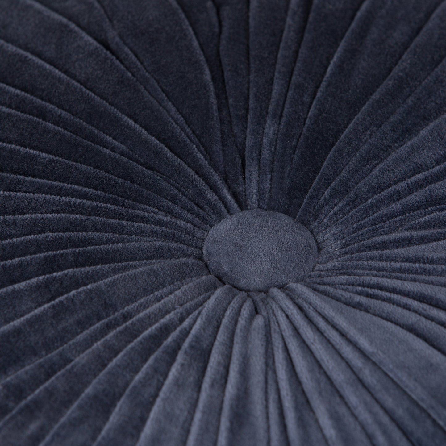 Renee Round Pouf Navy Velvet Cotton Accent Stool