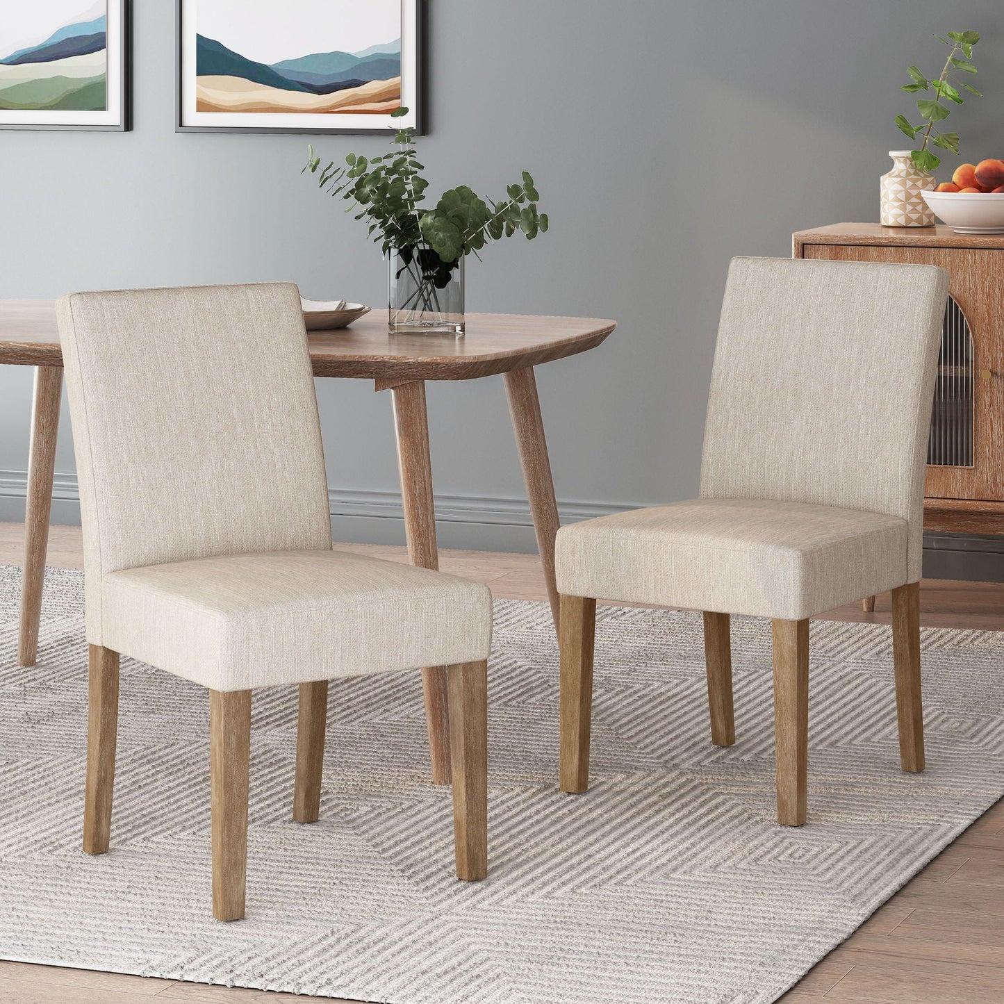 Contemporary Dining Chair with Upholstered Seating and Tapered Legs