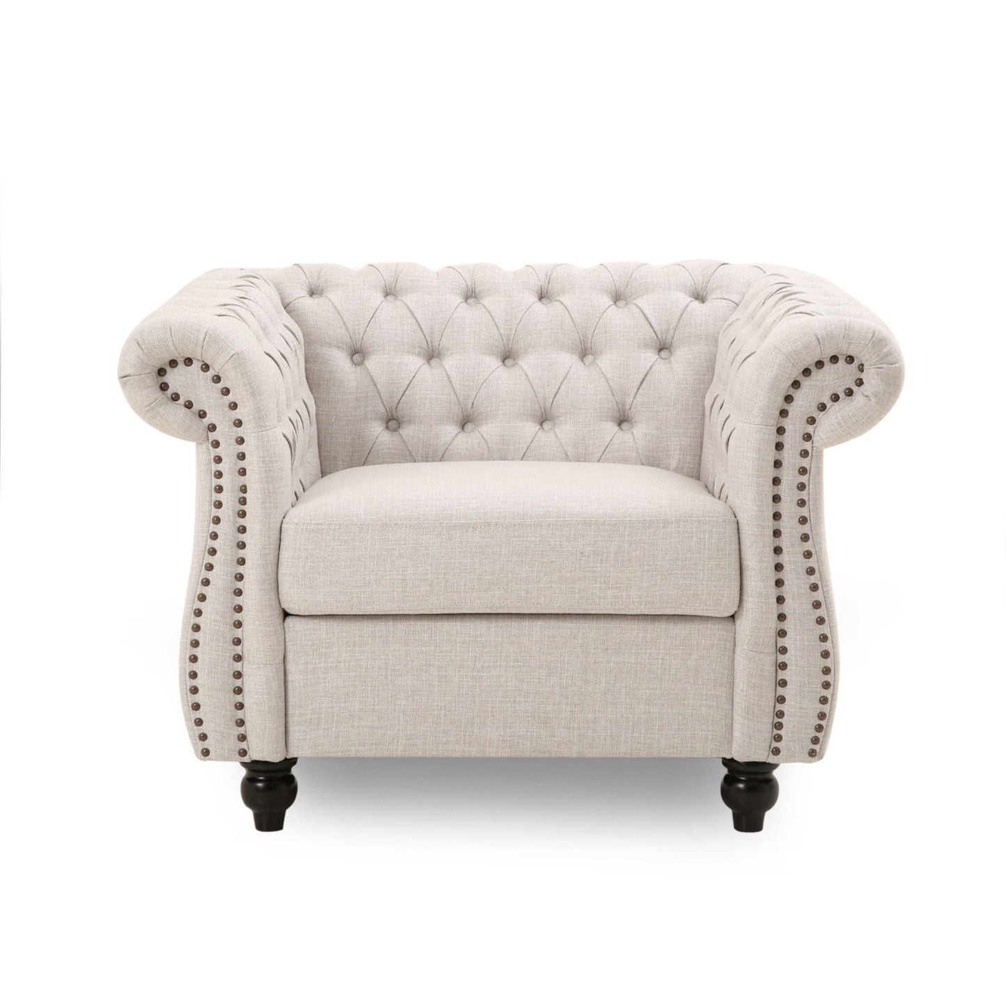 Nexuson Upholstered Chesterfield Chair With Deep Tufted And Nailhead Trim