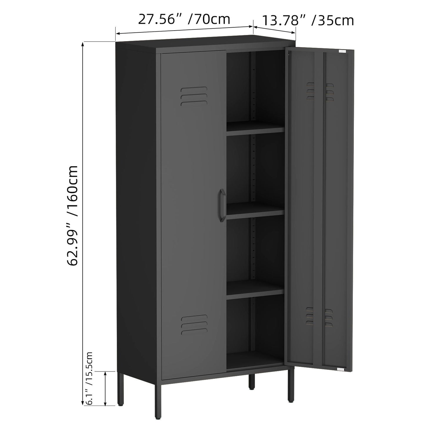 Modern Storage Cabinet with Adjustable Shelves and Magnetic Door Stopper