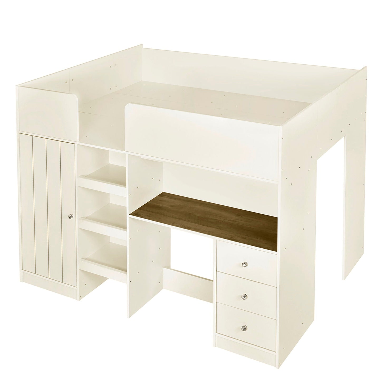 Loft Bed With Built In Wardrobe, Desk, Shelves, And Drawers