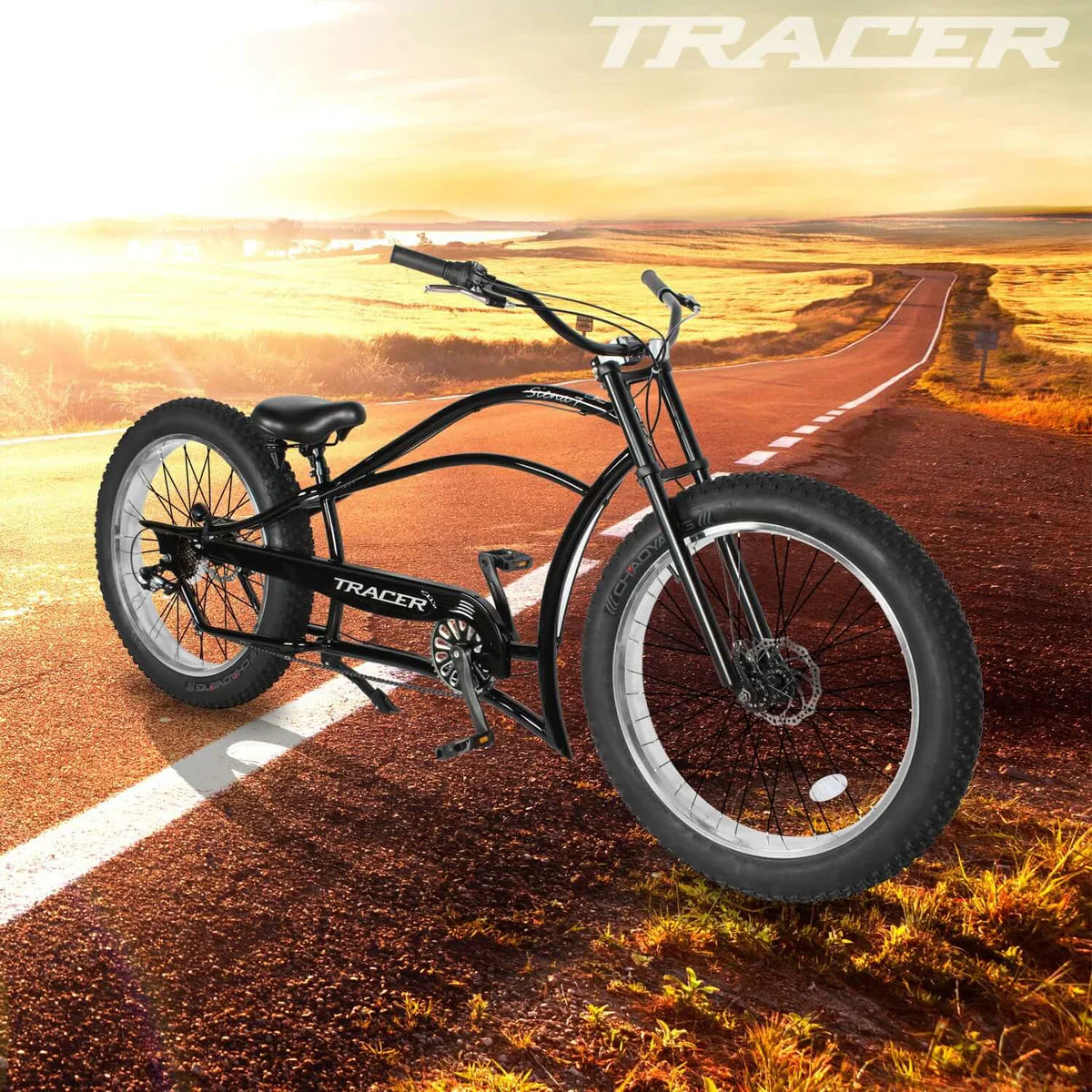 Tracer Siena 26'' Chopper Stretch Cruiser Fat Tire Bike 1 Speed/7 Speed