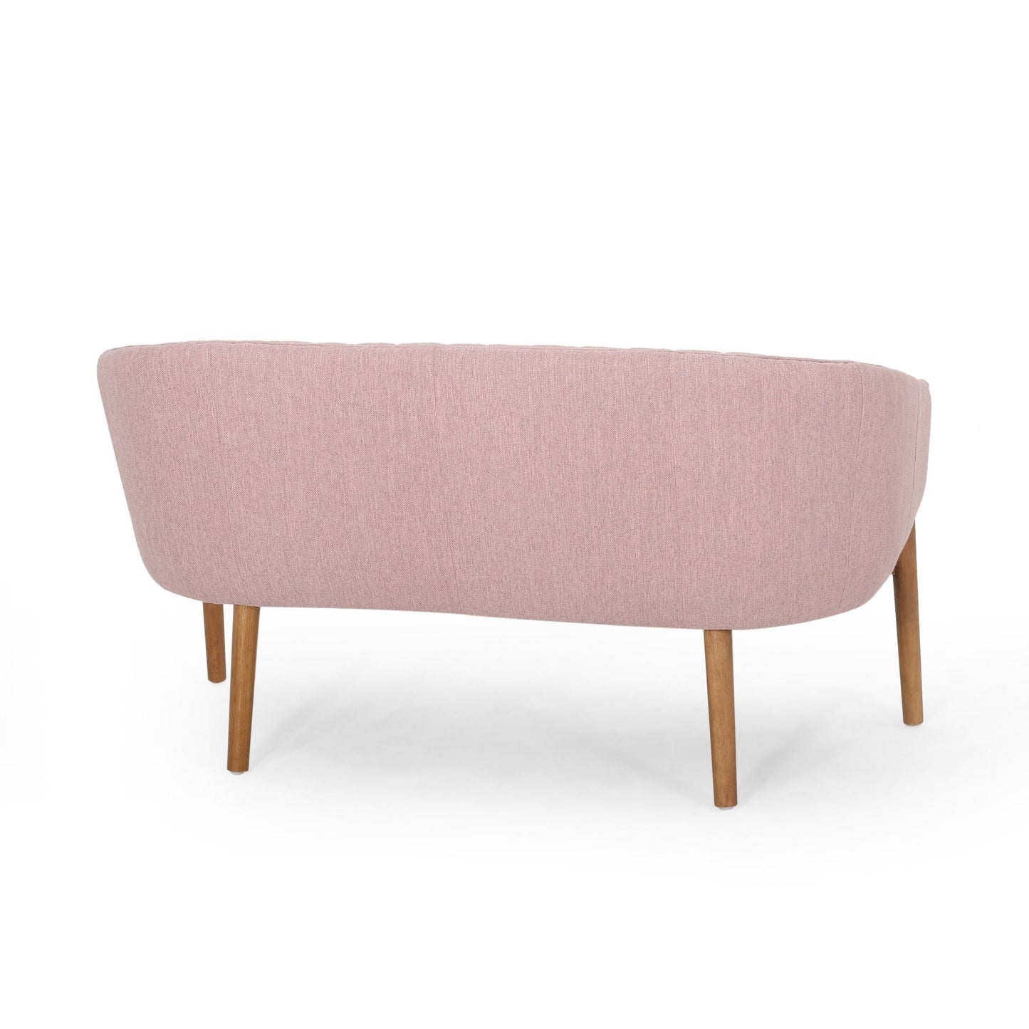 Mid Century Modern Loveseat With Channel Stitched Backrest