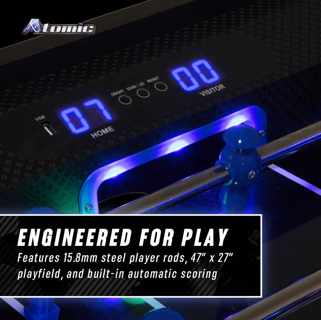Atomic Azure LED Light Up Foosball Table
