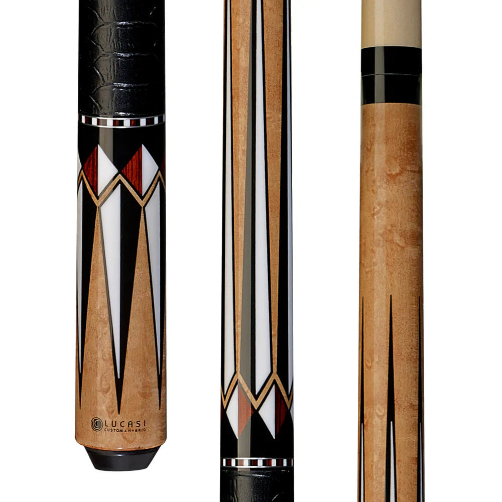 Lucasi Custom Cue with Embossed Leather Wrap