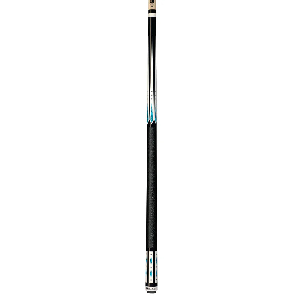 Lucasi Hybrid Midnight Black & Blue Recon Cue with Embossed Leather Grip