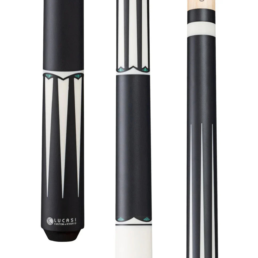Lucasi LUX67 Wrapless Pool Cue - Black and White