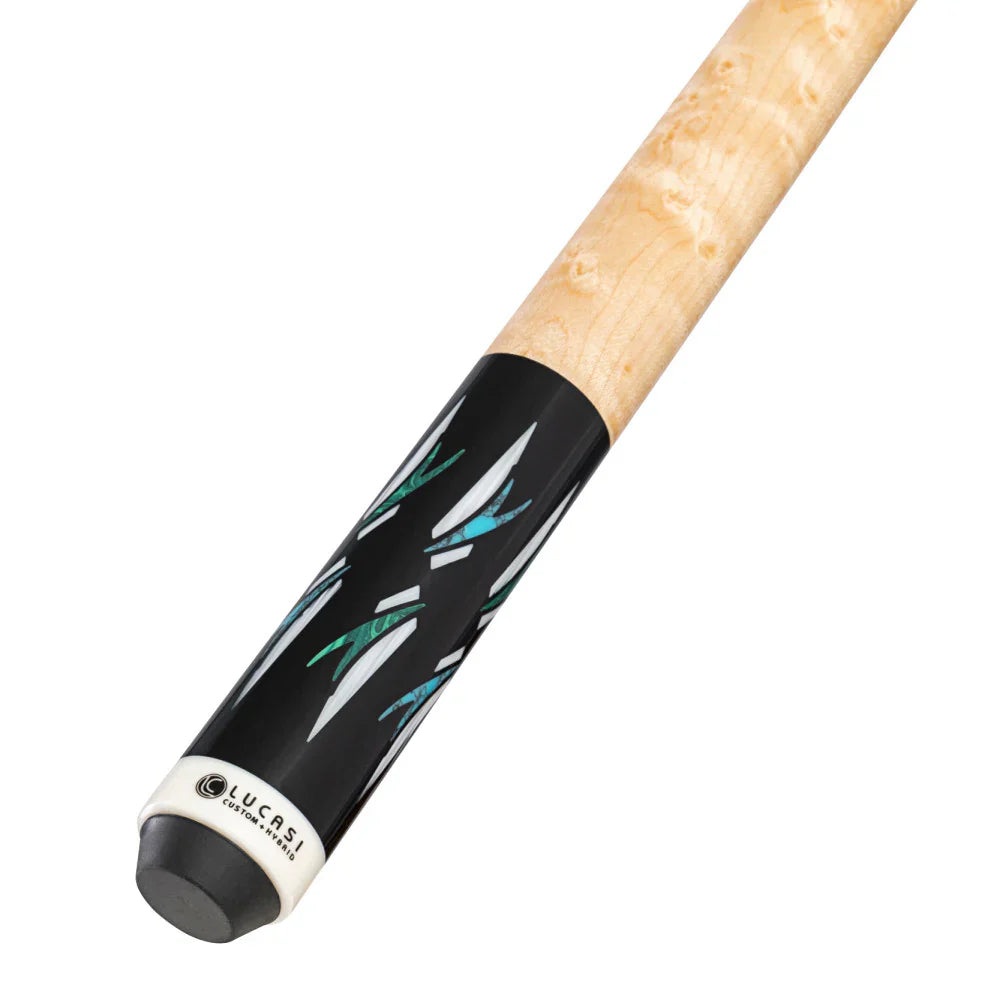 Lucasi LUX68 Pool Cue - Midnight Black with Imitation Bone Inlay Points