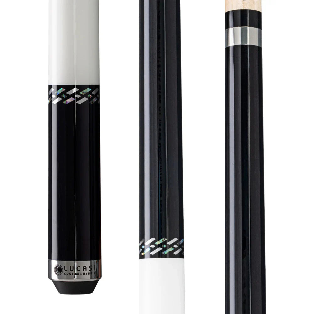 Lucasi LUX71 Midnight Black Pool Cue with White Wrapless Handle