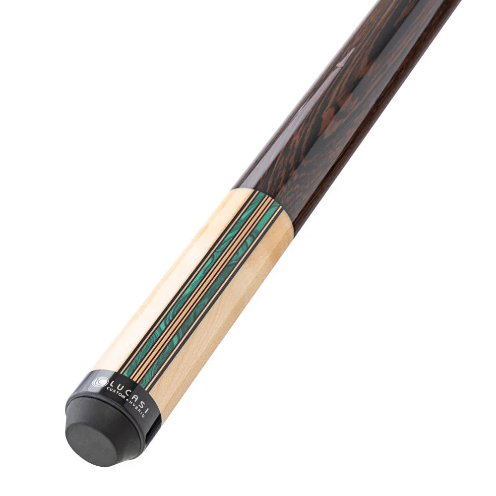 Lucasi LUX73 Natural Curly Maple Pool Cue with Black Palm Handle