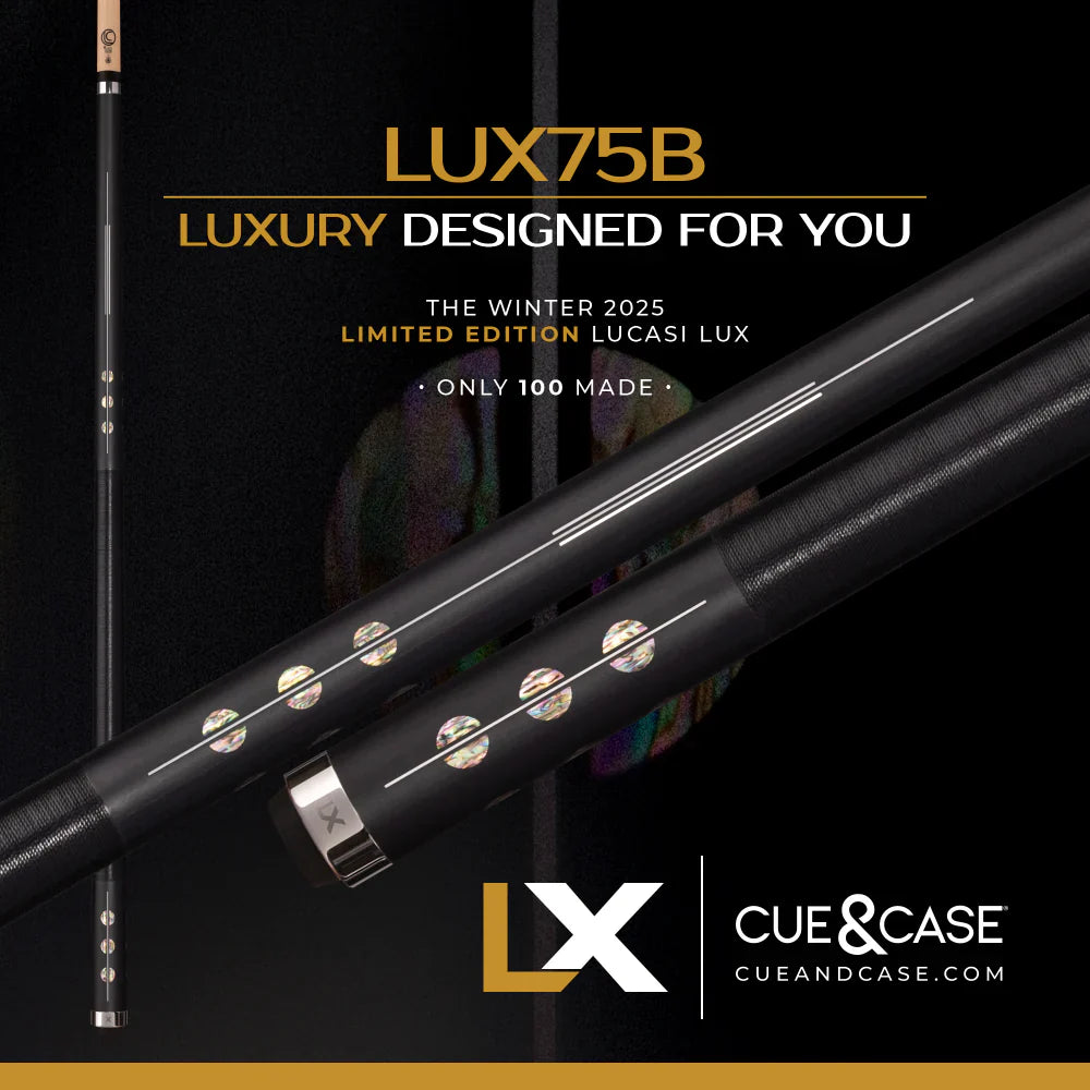 Lucasi LUX75 Designer Pool Cue - Premium Black Linen Wrap
