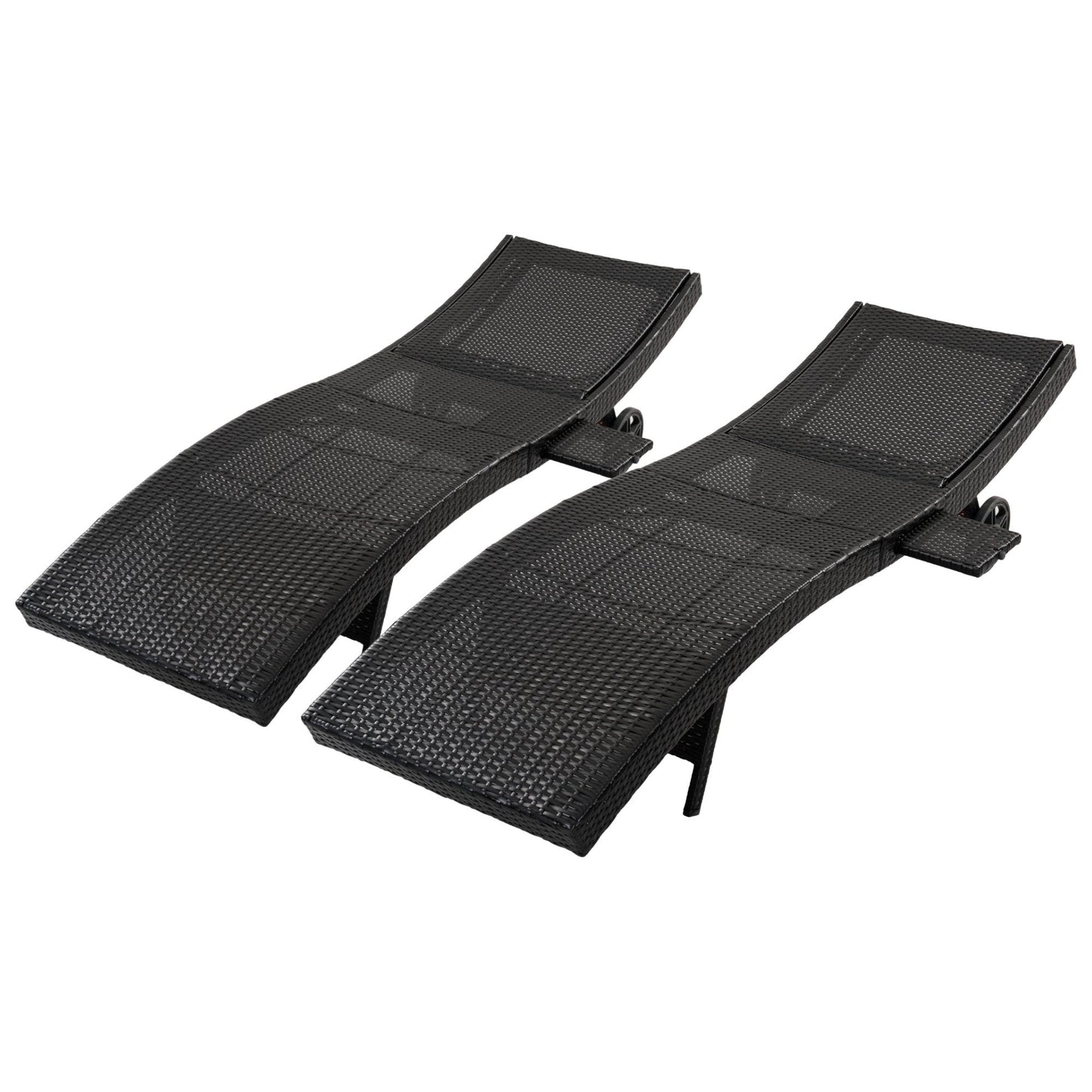 K&K 80'' Patio Wicker Chaise Lounge Chairs Set of 2