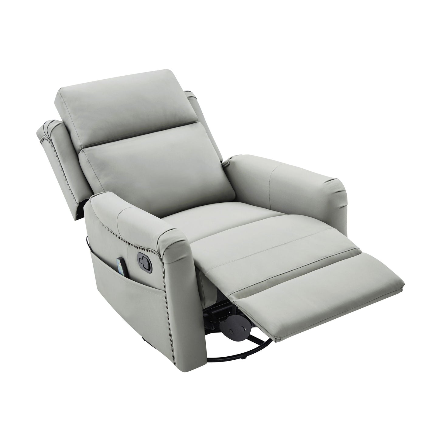 Manual Recliner Swivel Rocking Chair With 8-Point Massage and Heating