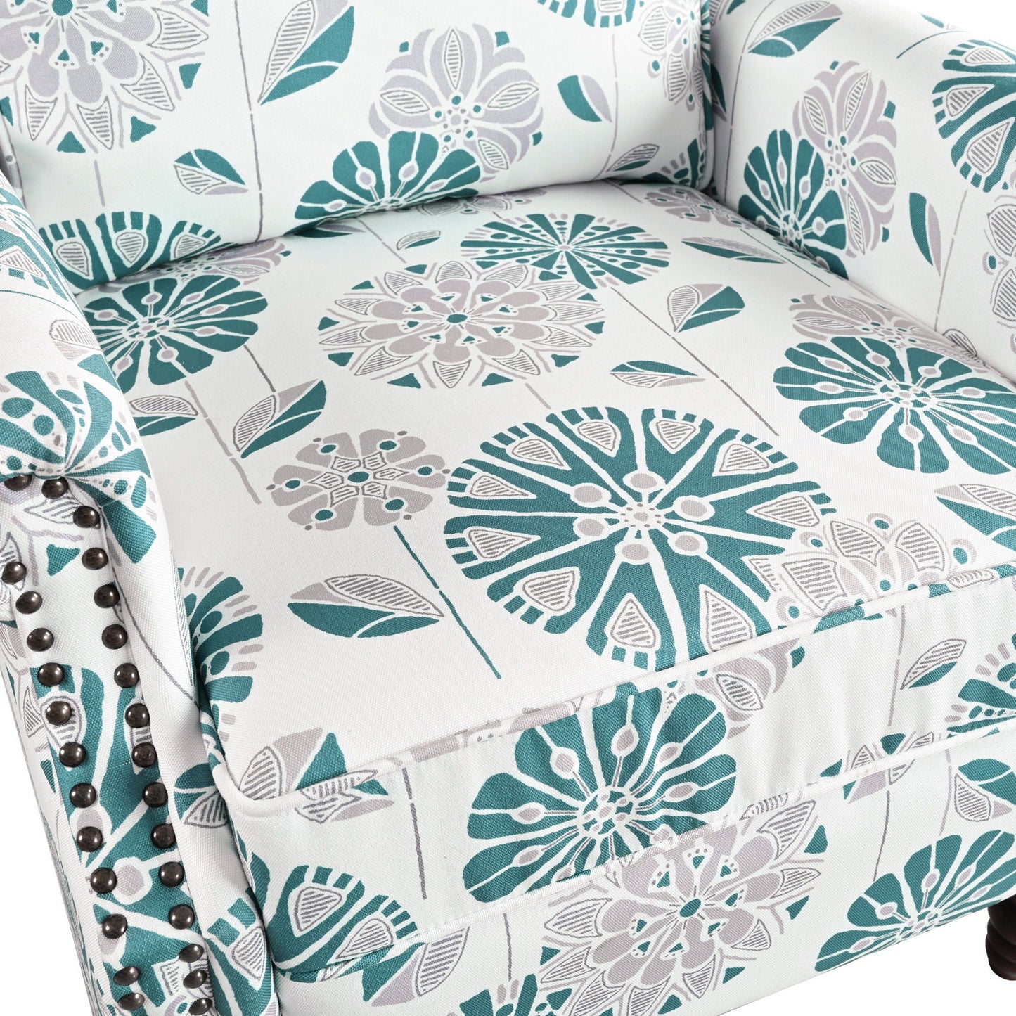 Push Back Recliner Chair Upholstered With Classic Wing Back And Solid Gourd-Shaped Legs