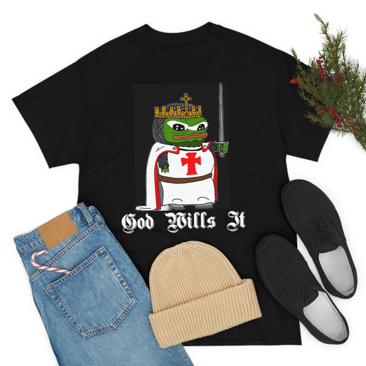 Crusader Pepe "God Wills It" Tee - Deus Vult Meme Shirt - 4LibertyShop.com