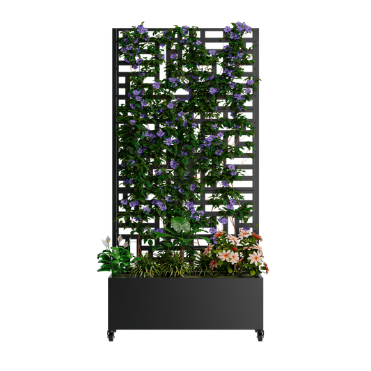 Metal Planter Box with Trellis, 73"x35"x16" Raised Garden Bed