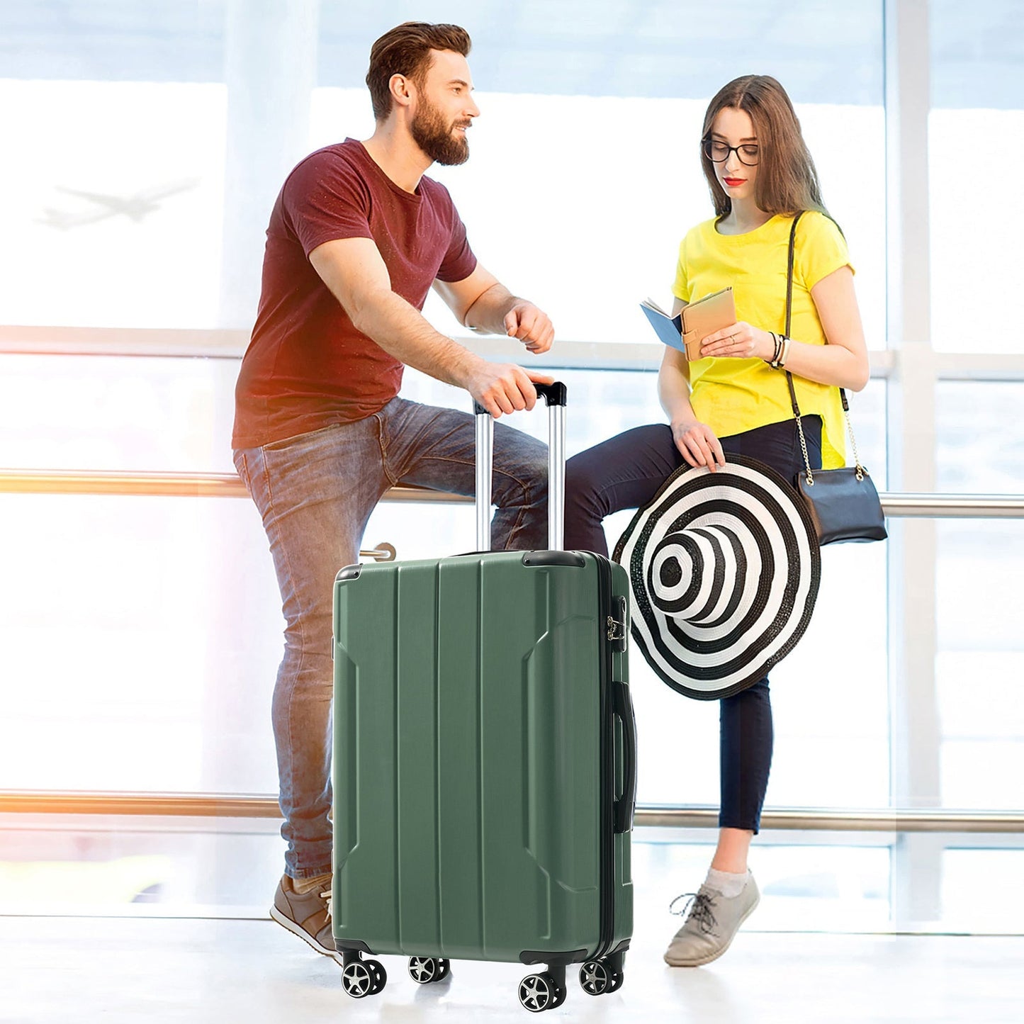 GigaTech 3-Piece Hard Shell Luggage Set (Green)