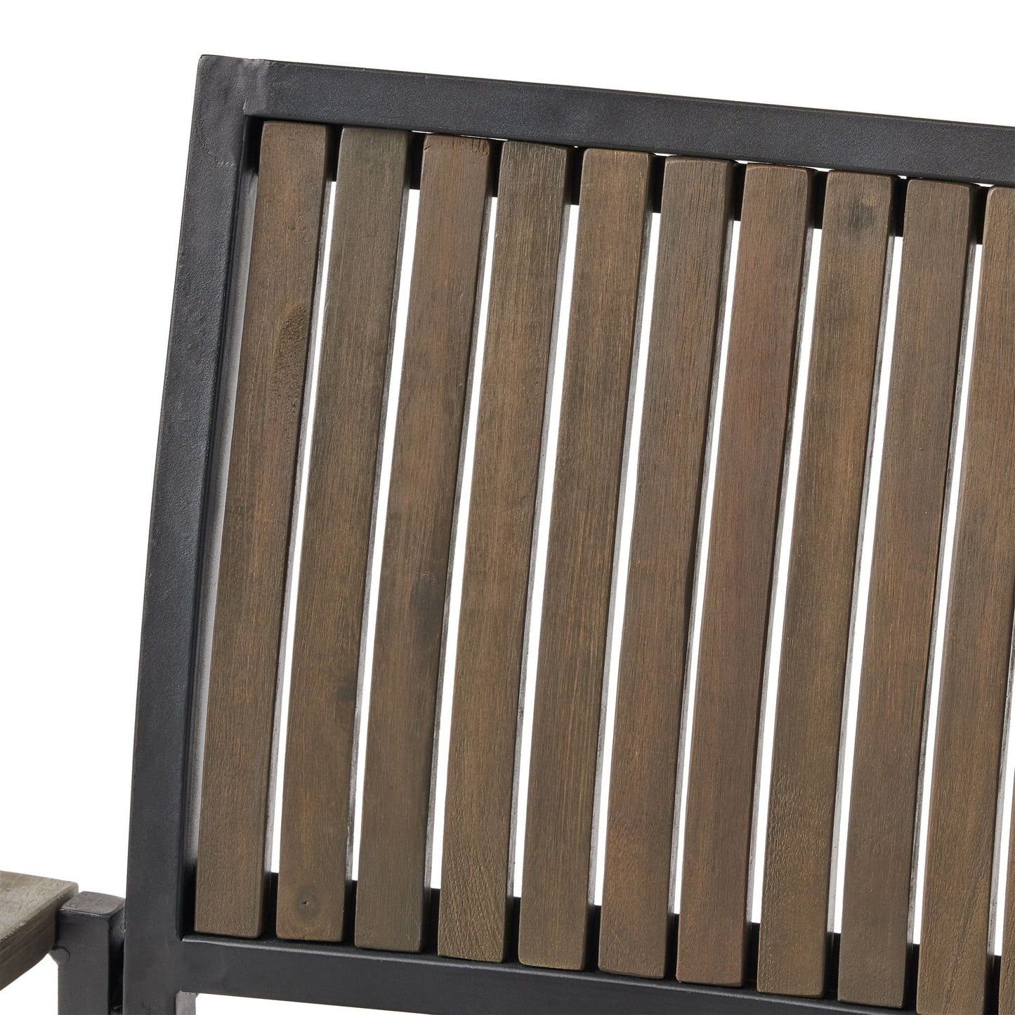 Vermilion Outdoor Dining Chair With Vertical Slat And Wooden Arm